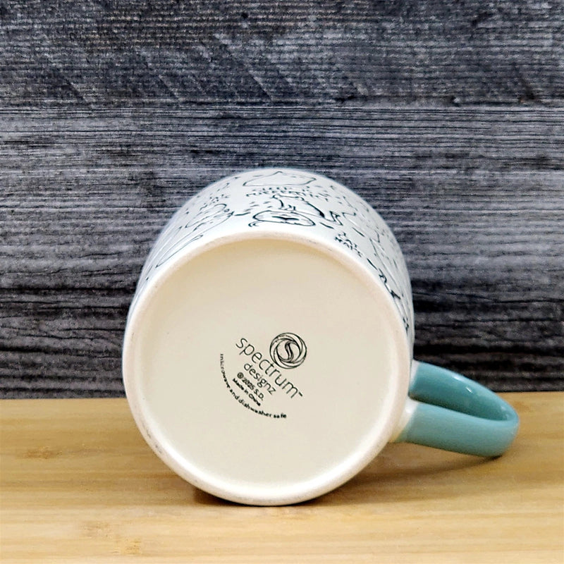 Load image into Gallery viewer, Sleeping Cats Coffee Mug Ceramic Tea Cup Embossed Napping Kittens Blue Sky 18oz
