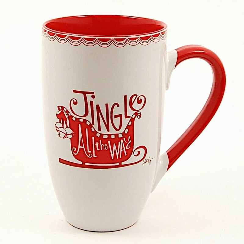 Load image into Gallery viewer, Coffee Mug Jingle All the Way Holiday White Cup by Blue Sky Clayworks 18oz 532ml
