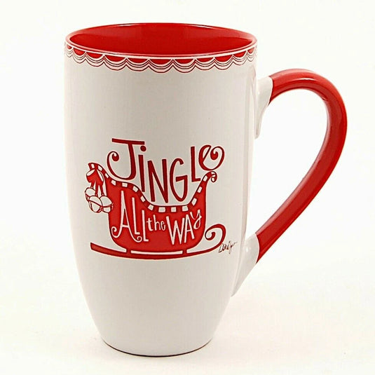 Coffee Mug Jingle All the Way Holiday White Cup by Blue Sky Clayworks 18oz 532ml