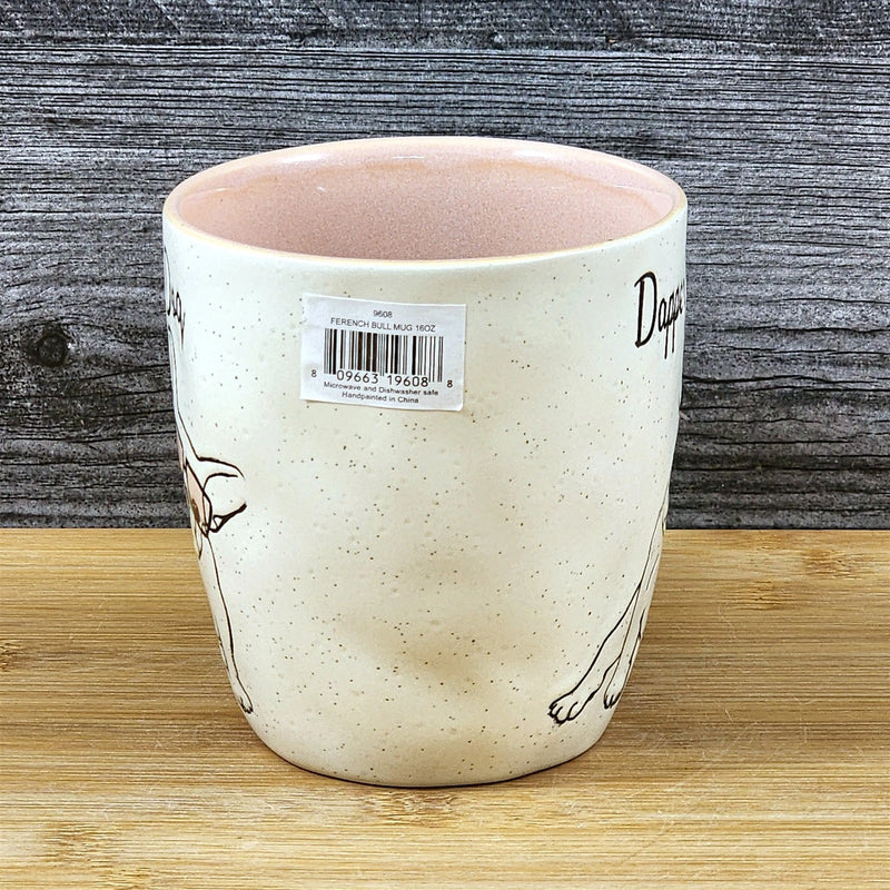 Load image into Gallery viewer, French Bulldog Coffee Cup Dapper Dog Mug Blue Sky Ceramic Embossed 16 oz
