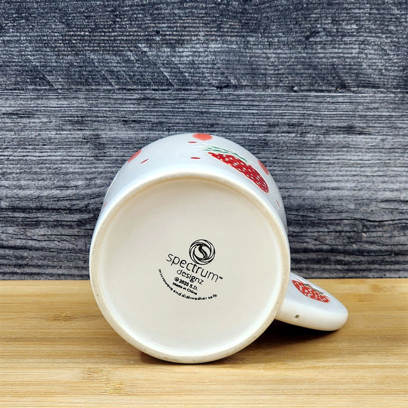 Load image into Gallery viewer, Strawberry Bliss Coffee Mug Ceramic Tea Cup Embossed Botanical 18oz by Blue Sky
