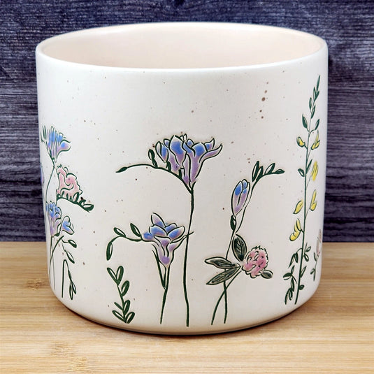 Garden Wildflowers Planter Utensil Organizer Plant Ceramic Crock Blue Sky 5in