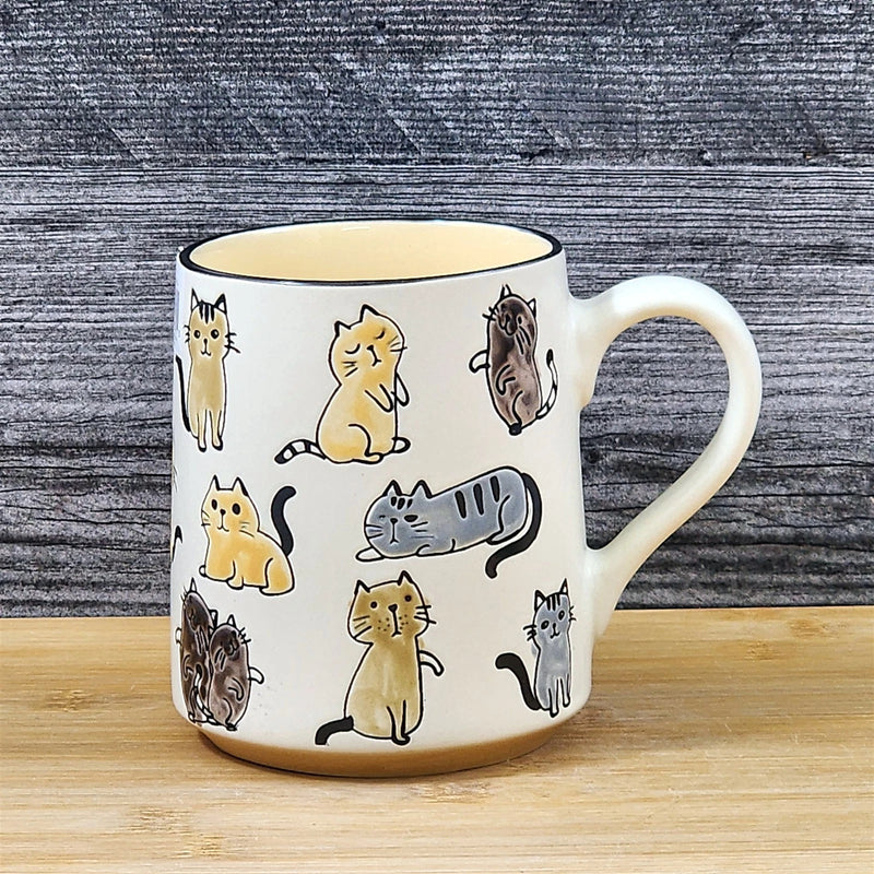Load image into Gallery viewer, Cat Coffee Mug Gray Tabby Orange Tea Cup Ceramic Whimsical by Blue Sky 18oz

