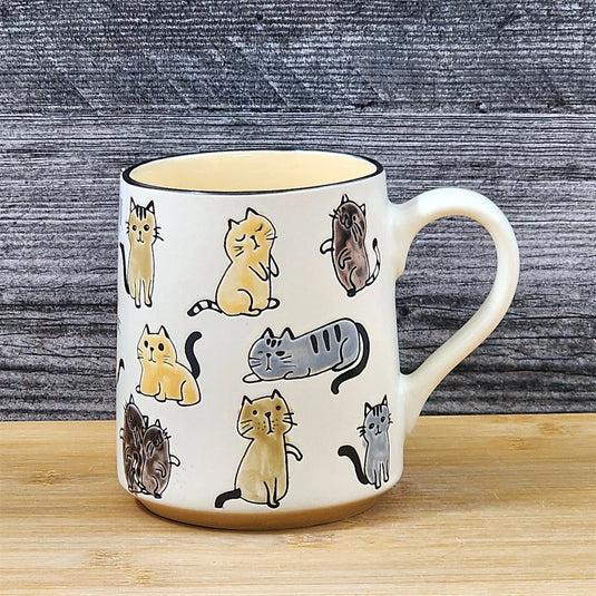 Cat Coffee Mug Gray Tabby Orange Tea Cup Ceramic Whimsical by Blue Sky 18oz