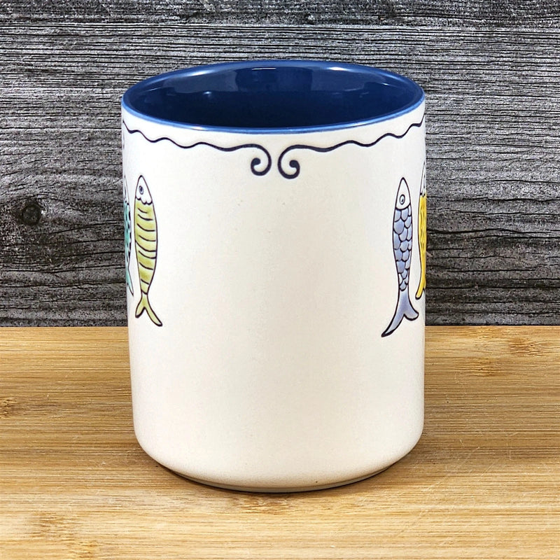 Load image into Gallery viewer, Fish Coffee Mug Whimsical Sea Creatures Ceramic Embossed Tea Cup Blue Sky 15oz
