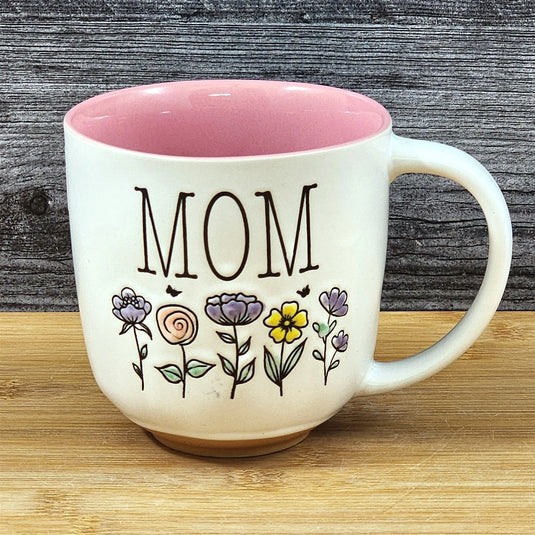 Mom Coffee Mug Ceramic Floral Pink Tea Cup Mother by Blue Sky 18oz Embossed
