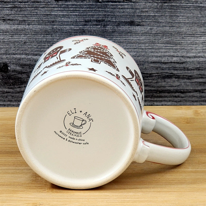 Load image into Gallery viewer, Holiday Gingerbread man Christmas Coffee Mug Ceramic Cup Brown 21oz Blue Sky
