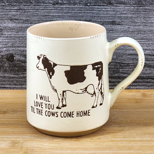 Coffee Mug Cow Inspirational Saying Rustic Farm Ceramic Tea Cup Blue Sky 18oz