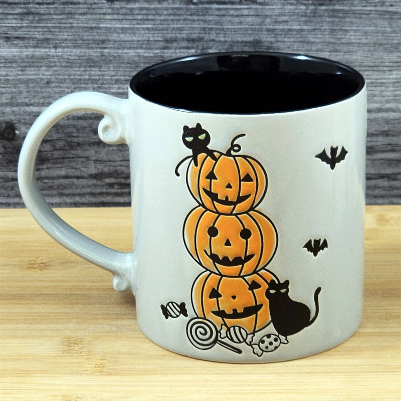 Load image into Gallery viewer, Halloween Pumpkins Black Cats Mug Ceramic Embossed Coffee Tea Cup Blue Sky 21oz
