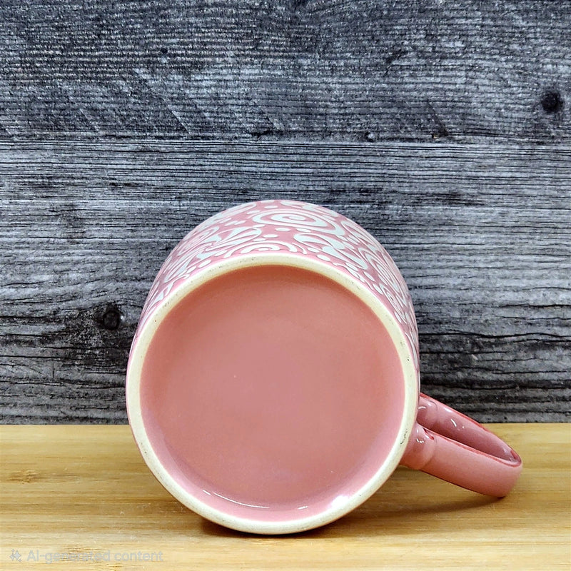 Load image into Gallery viewer, Holiday Coffee Mug Pink Peppermint Candy Christmas Ceramic Cup Red 18oz Blue Sky

