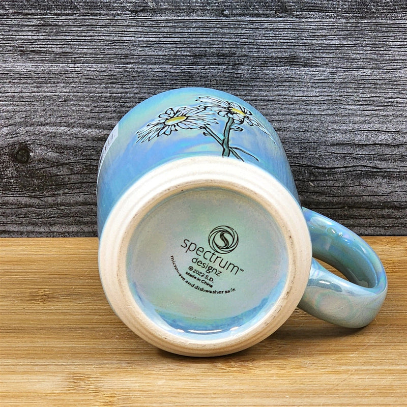 Load image into Gallery viewer, Daisy Flowers Summer Coffee Mug Yellow Tea Cup Ceramic Embossed Blue Sky 18oz

