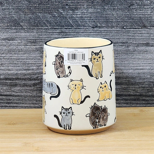 Cat Coffee Mug Gray Tabby Orange Tea Cup Ceramic Whimsical by Blue Sky 18oz