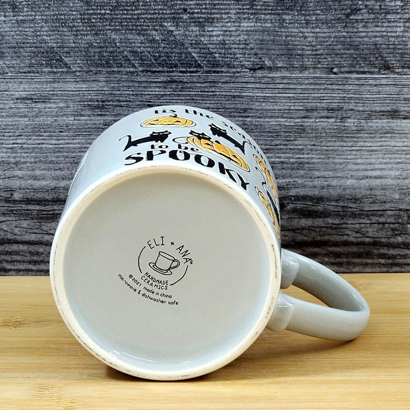 Load image into Gallery viewer, Halloween Black Cat Coffee Mug Pumpkins Ceramic Orange Tea Cup Blue Sky 21oz
