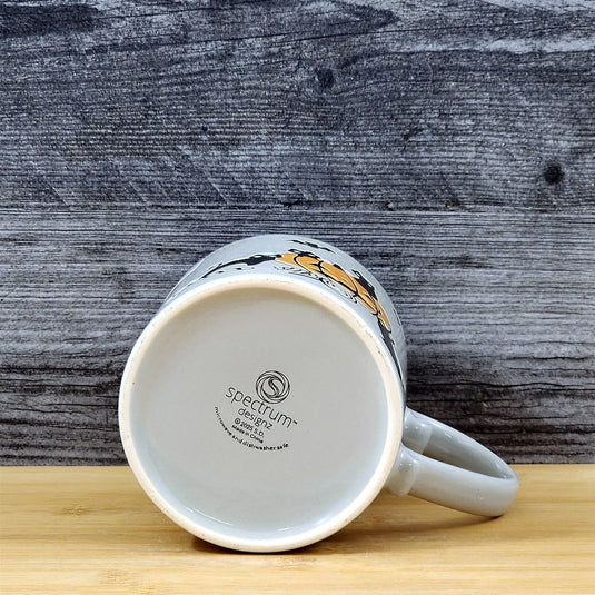 Halloween Coffee Mug Pumpkins Black Cats Ceramic Embossed Tea Cup Blue Sky 21oz