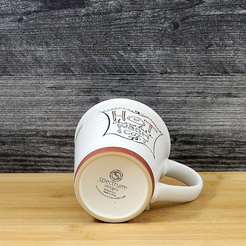 Load image into Gallery viewer, Hot Chocolate Coffee Mug Red White Embossed Christmas Tea Cup Blue Sky 17oz
