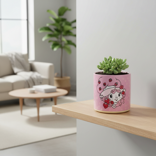 Strawberry Shortcake Planter Ceramic Utensil Holder Succulent Pot Blue Sky 5in