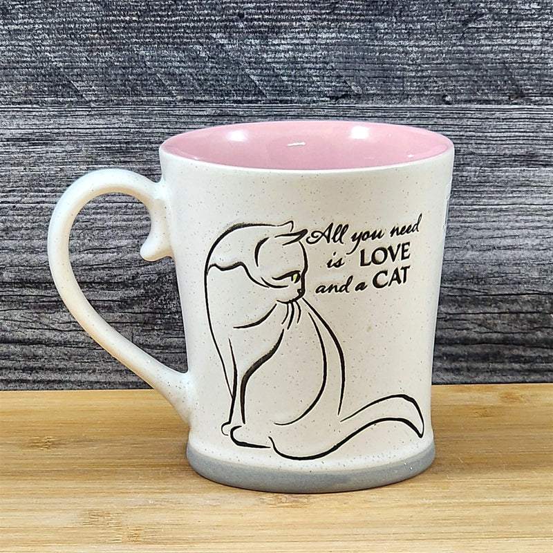 Load image into Gallery viewer, Cat Saying Coffee Mug Love Tea Cup Ceramic Pink Whimsical by Blue Sky 18oz
