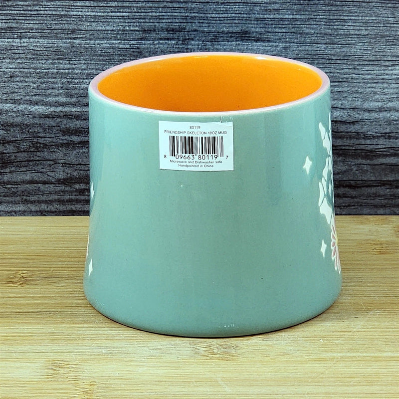 Load image into Gallery viewer, Skeleton Hand OK Sign Coffee Mug Halloween Orange Ceramic Tea Cup Blue Sky 18oz
