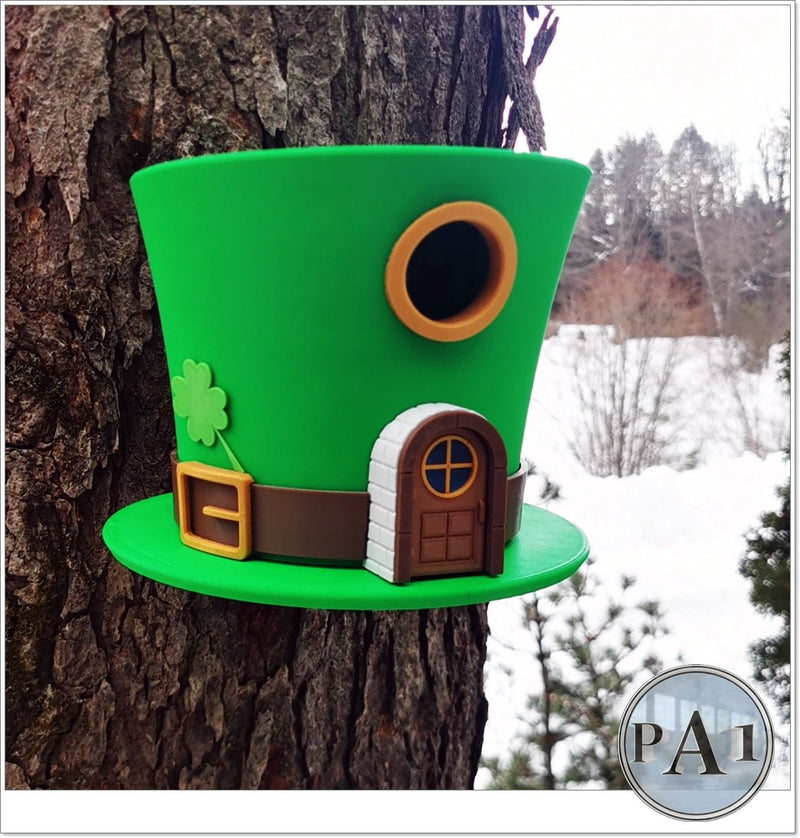 Load image into Gallery viewer, Charming Leprechaun Hat Birdhouse – St. Patrick’s Day Garden Accent
