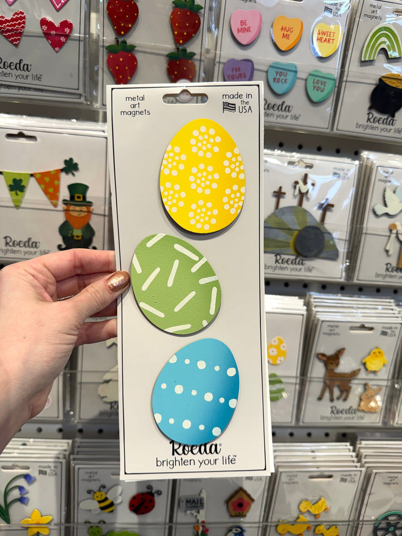 Load image into Gallery viewer, Easter Magnets – Roeda “Brighten Your Life” Cool Easter Egg Mini Art Pop Set of 3
