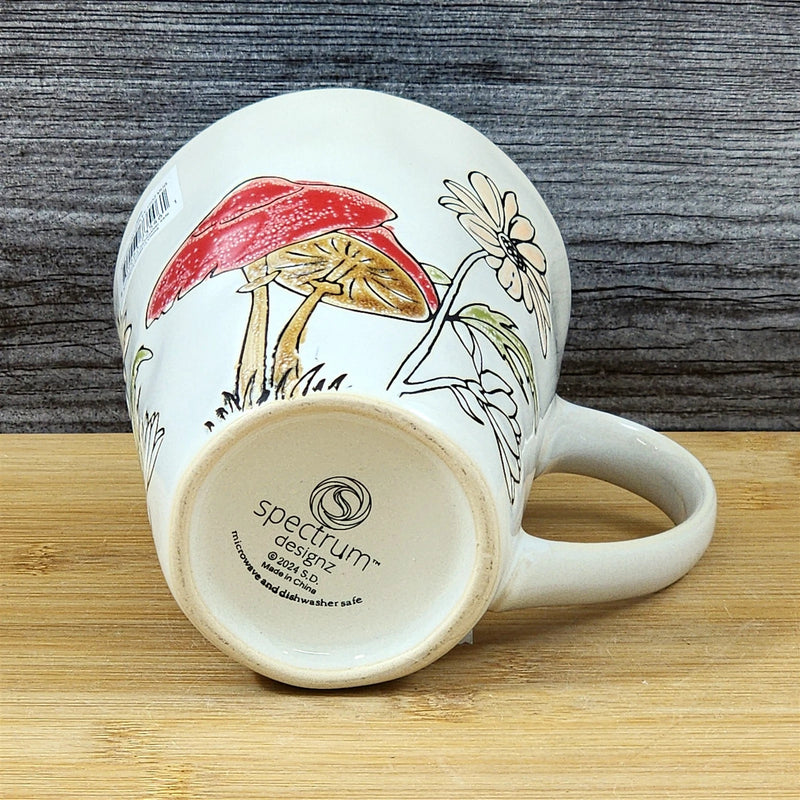 Load image into Gallery viewer, Morel Mushroom Coffee Mug Botanical Brown Green Floral Ceramic Tea Cup Blue Sky
