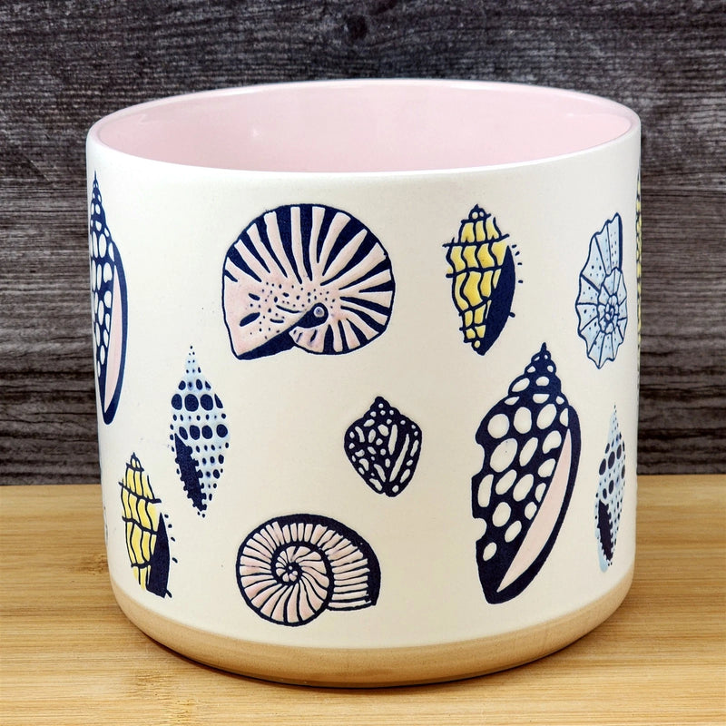 Load image into Gallery viewer, Sea Shells Planter Ceramic Utensil Organizer Herb Succulent Pink Blue Sky 6.5in
