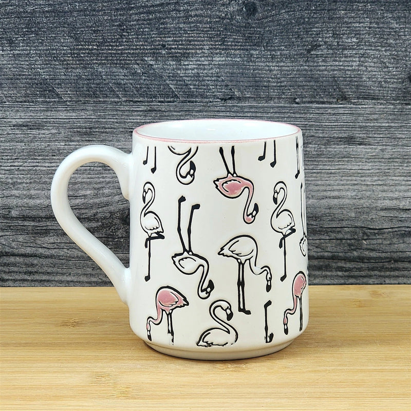 Load image into Gallery viewer, Tropical Flamingo Ceramic Coffee Tea Mug Pink Bird Embossed 18 oz Cup Blue Sky
