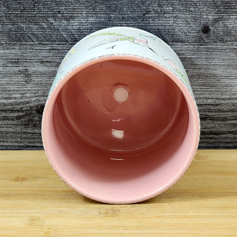 Load image into Gallery viewer, Hummingbird Planter Ceramic Utensil Organizer Pink Succulent Pot Blue Sky 5in
