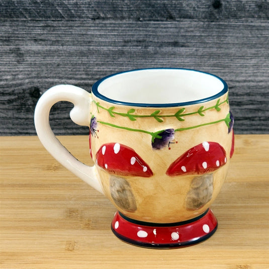 Mushroom Coffee Mug 3D Floral Ceramic Toadstools Tea Cup Blue Sky Goldminc