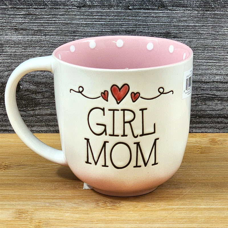 Load image into Gallery viewer, Mom Coffee Mug Ceramic Embossed Hearts Pink Tea Cup Mother by Blue Sky 18oz
