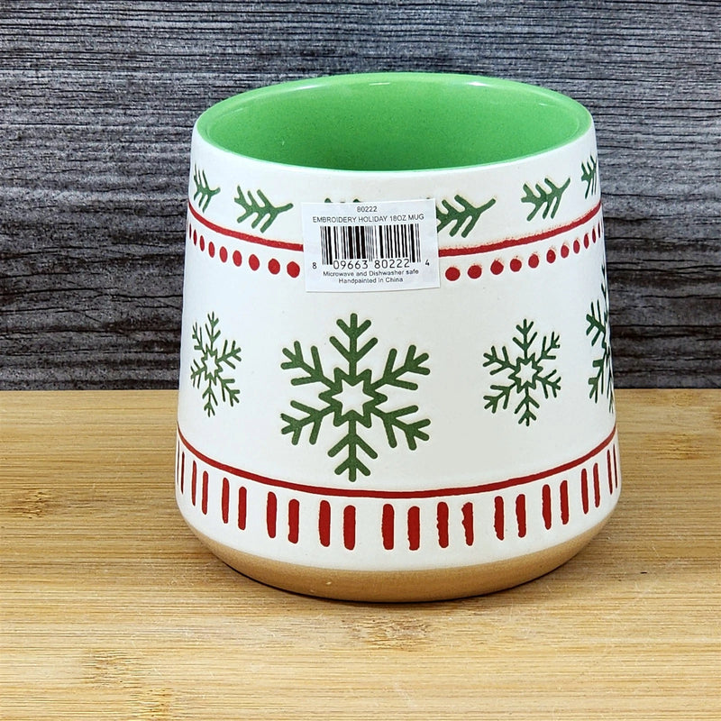 Load image into Gallery viewer, Christmas Winter Snow Flakes Coffee Mug Ceramic Holiday Cup Green Blue Sky 18oz

