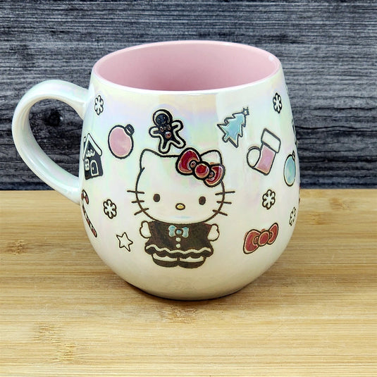 Hello Kitty Mug Pink Christmas Holiday Coffee Tea Cup Ceramic Blue Sky 21oz