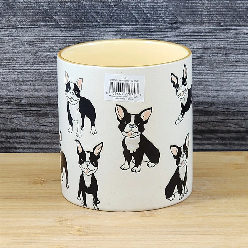 Load image into Gallery viewer, Coffee Mug Boston Terrier Boxwood Bull Dog Breed Ceramic Tea Cup Blue Sky 21oz

