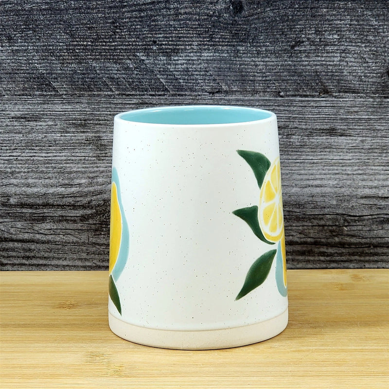 Load image into Gallery viewer, Lemon Coffee Mug Ceramic Fruit Tea Cup Yellow White Kitchen Decor by Blue Sky
