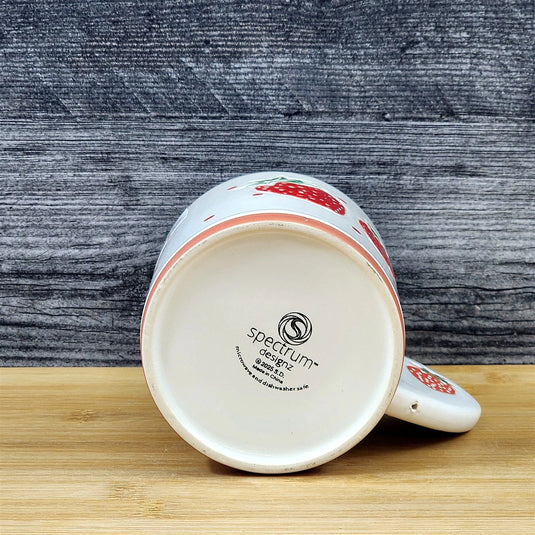 Strawberry Bliss Coffee Mug Ceramic Tea Cup Blue Sky Embossed Botanical 18oz