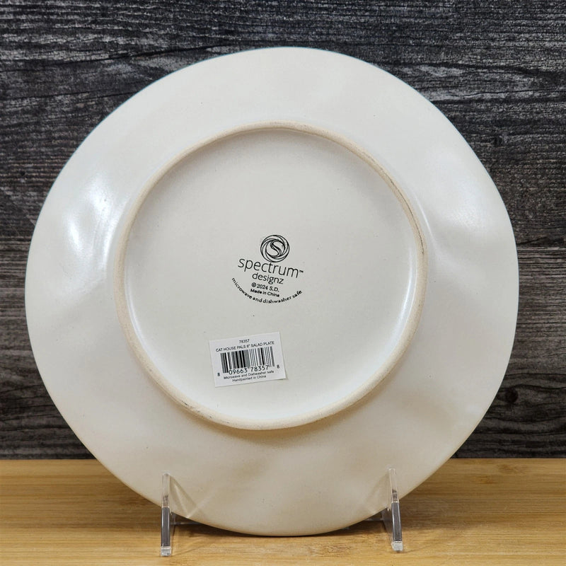 Load image into Gallery viewer, Whimsical Cat Faces Salad Plate Serving Tray Embossed Ceramic Blue Sky 8 in
