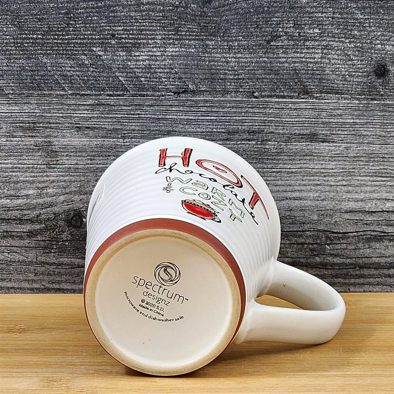 Load image into Gallery viewer, Hot Chocolate Coffee Mug Red White Embossed Christmas Tea Cup Blue Sky 17oz
