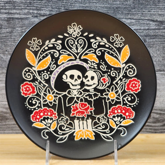 Halloween Sugar Skull Day of the Dead Round Salad Plate 8" Blue Sky Ceramic
