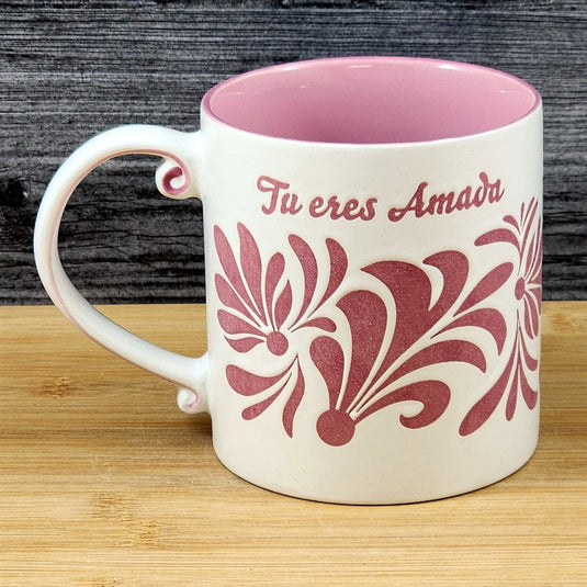 You are Loved Spanish Coffee Mug Cup Ceramic Embossed Pink 21oz by Blue Sky