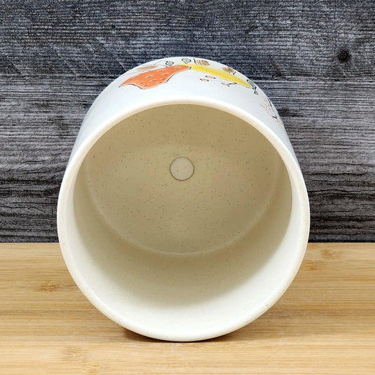 Mushroom Flower Planter Pot Utensil Holder Toadstool Ceramic 5in Blue Sky