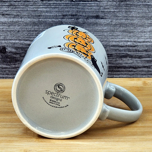 Halloween Pumpkins Black Cats Mug Ceramic Embossed Coffee Tea Cup Blue Sky 21oz