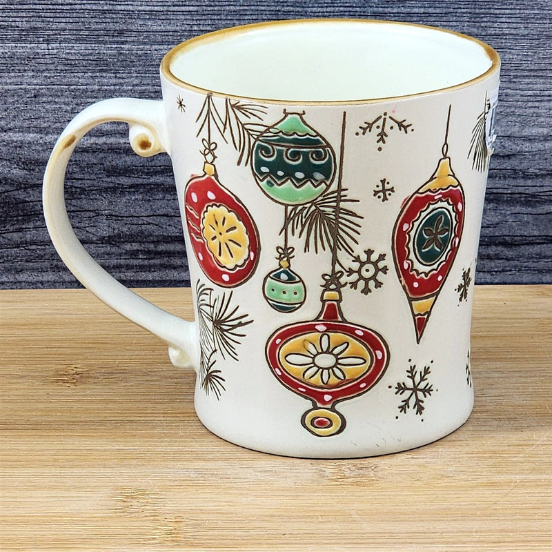 Load image into Gallery viewer, Holiday Vintage Ornaments Christmas Coffee Mug Ceramic Tea Cup Blue Sky 17oz
