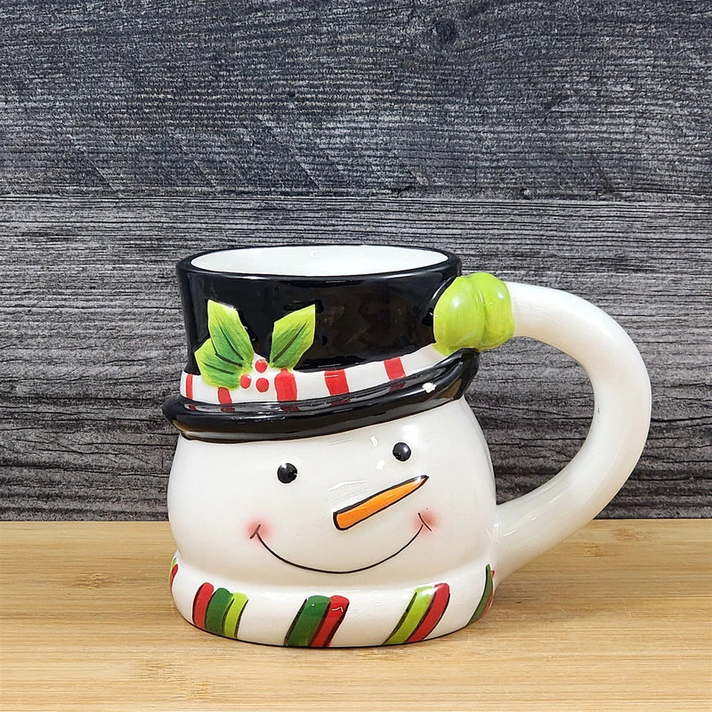 Load image into Gallery viewer, Snowman Winter Coffee Mug 3D Ceramic Face Holiday Tea Cup Blue Sky Goldminc
