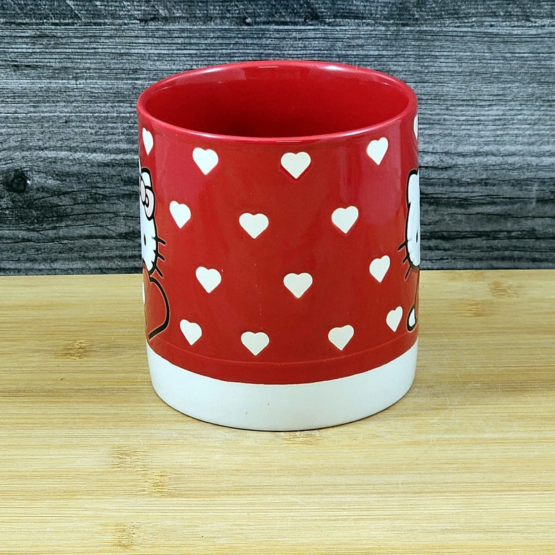 Load image into Gallery viewer, Hello Kitty Love Coffee Mug Embossed Ceramic Red Heart Tea Cup by Blue Sky 21oz
