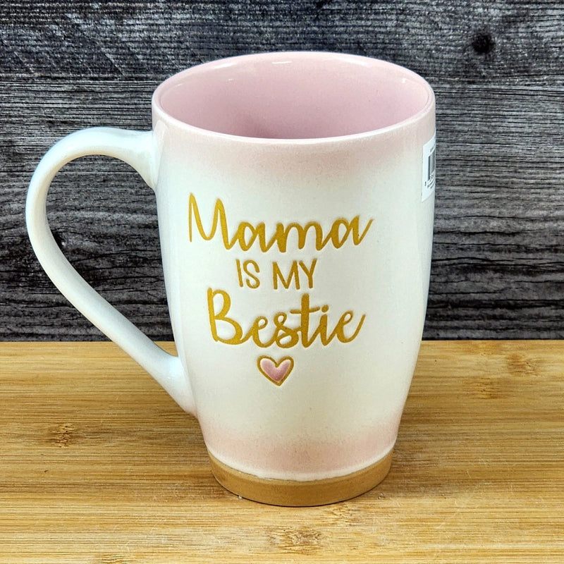 Load image into Gallery viewer, Momma is My Bestie Coffee Mug Ceramic White Pink Tea Cup Tall by Blue Sky 16oz
