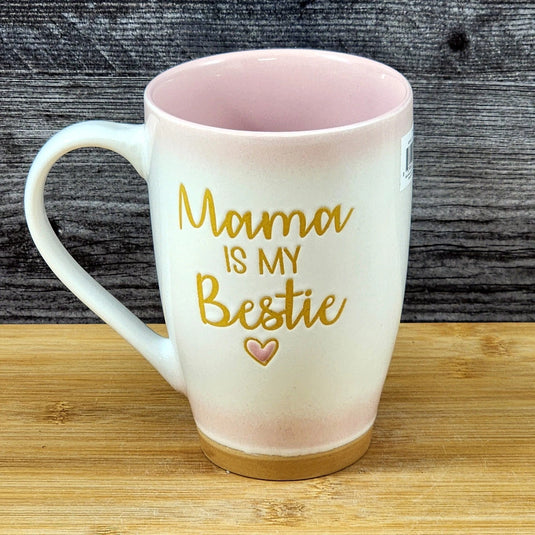 Momma is My Bestie Coffee Mug Ceramic White Pink Tea Cup Tall by Blue Sky 16oz