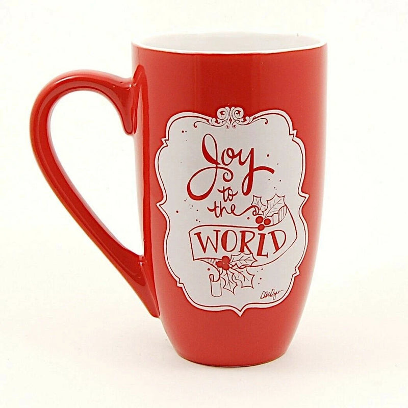 Load image into Gallery viewer, Coffee Mug Joy to the World Holiday Red Cup by Blue Sky Clayworks 18oz 532ml
