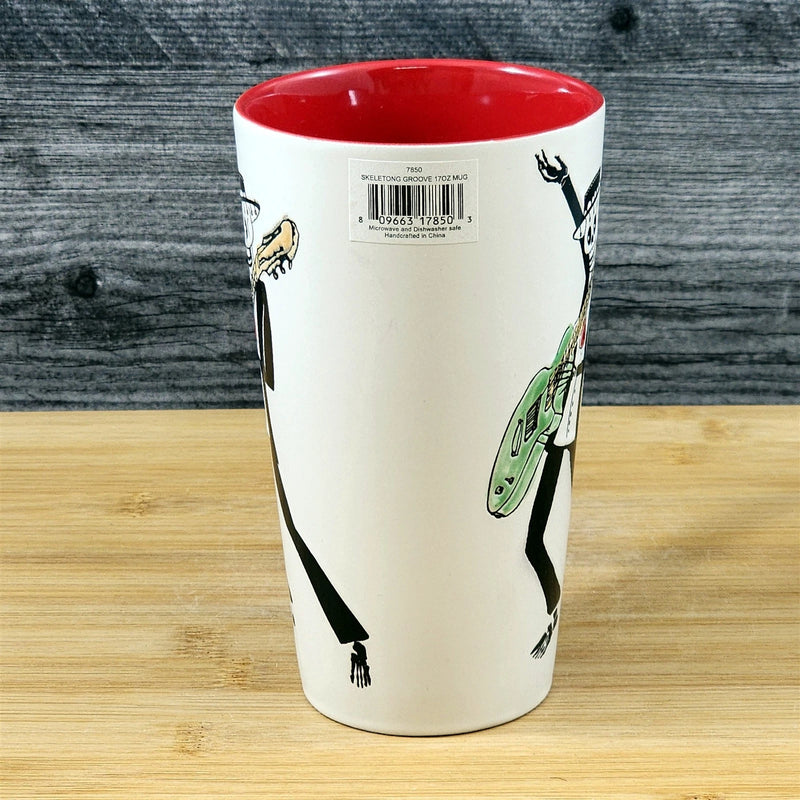 Load image into Gallery viewer, Coffee Mug Day of the Dead Skeleton Guitar Tea Cup Red Ceramic Blue Sky 17oz
