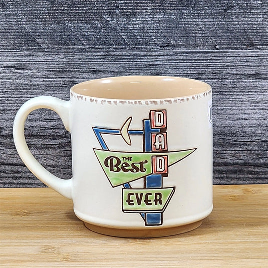 Dad Inspirational Mug Ceramic Embossed Coffee Cup Blue Sky Father's Day Beige