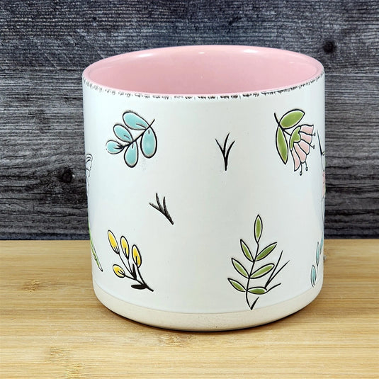 Hummingbird Planter Ceramic Utensil Organizer Pink Succulent Pot Blue Sky 5in